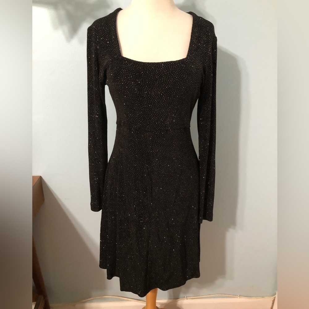 Vintage 90s Slinky Black Sparkle Mini Dress Small